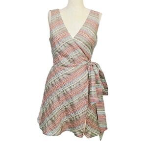 Lovers + Friends Wrap Dress S Multi Metallic‎ Lightweight V-Neck Sleeveless Mini